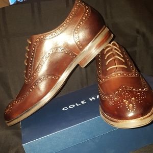 NIB Sz 10 Men's Cole Haan Leather Wing Tips